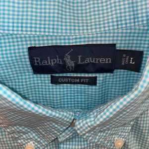 Ralph Lauren Polo turquoise blue “custom fit” button down